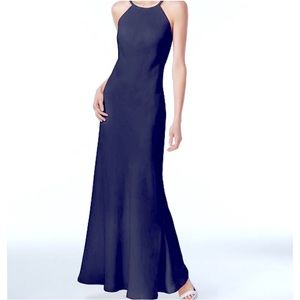Calvin Klein Navy Crepe Halter Gown- slightly longer in back. NWOT Sz 12